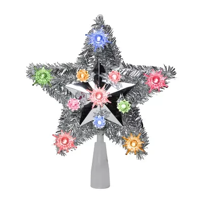 Northlight 9in Prelit Silver Star Christmas Tree Topper