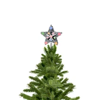 Northlight 9in Prelit Silver Star Christmas Tree Topper