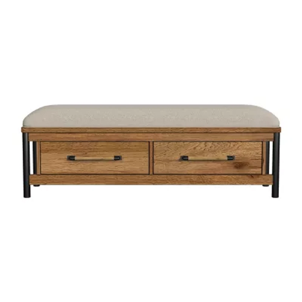 Norcross Storage Bench with Drawers in Hickory