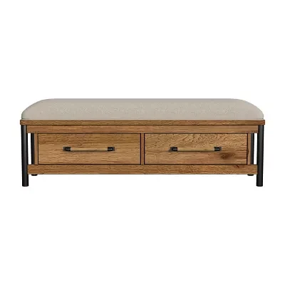Norcross Storage Bench with Drawers in Hickory
