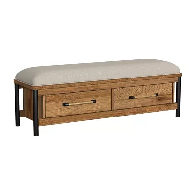 Norcross Storage Bench with Drawers in Hickory