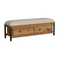 Norcross Storage Bench with Drawers in Hickory