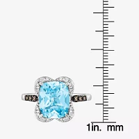 Le Vian® Grand Sample Sale™ Ring featuring 6 CT. Blue Topaz 3/8 Nude Diamonds™  1/6 Chocolate Diamonds® set 14K Vanilla Gold®