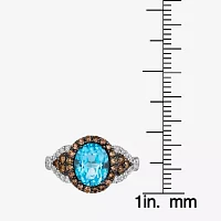 Le Vian® Grand Sample Sale™ Ring featuring 3 CT. Blue Topaz 3/8 CT. Nude Diamonds™  1/2 CT. Chocolate Diamonds® set in 14K Vanilla Gold®