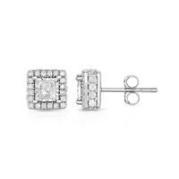 Tru Miracle 1 CT. T.W. Natural White Diamond 10K Gold 10K White Gold 7.5mm Stud Earrings