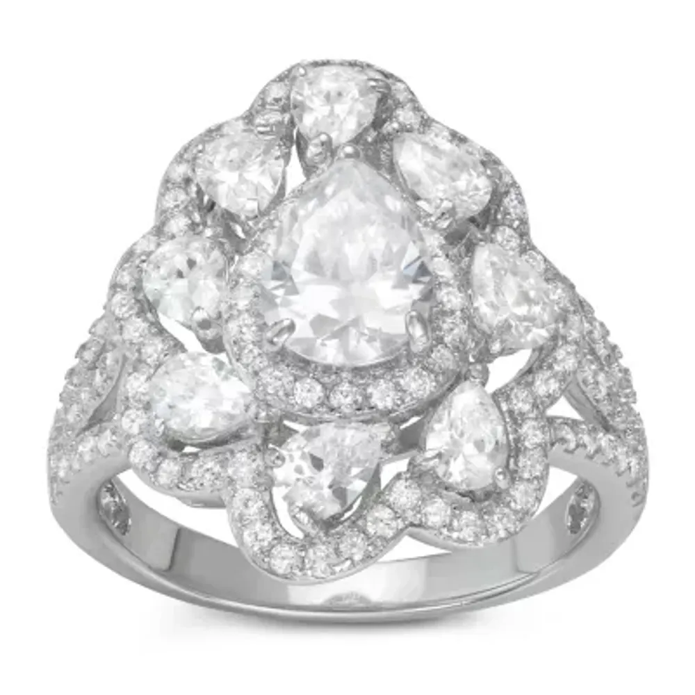 DiamonArt® Womens 3 1/2 CT. T.W Lab Created White Cubic Zirconia Sterling Silver Cocktail Ring