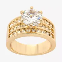 Sparkle Allure Crystal 14K Gold Over Brass Engagement Ring