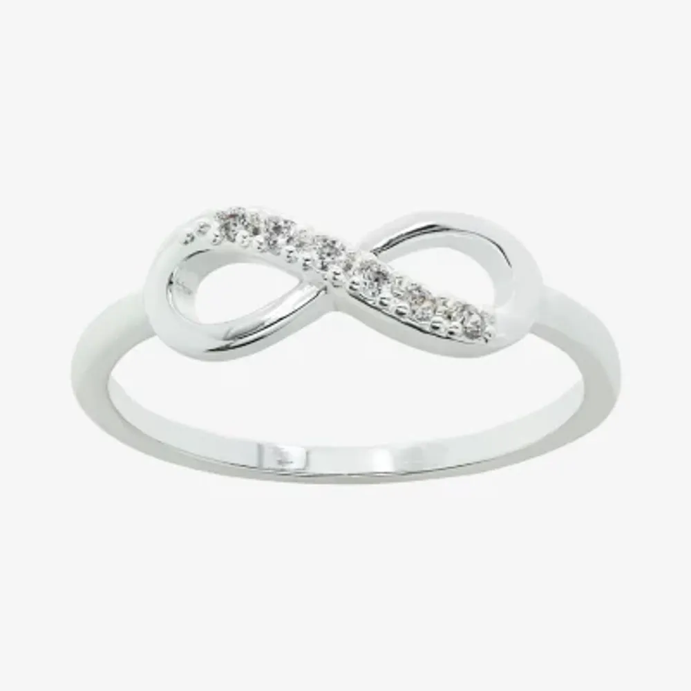 Sparkle Allure Womens 2MM White Cubic Zirconia Pure Silver Over Brass Hypoallergenic Band