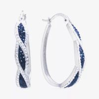 Sparkle Allure Crystal Pure Silver Over Brass Oval Hoop Earrings