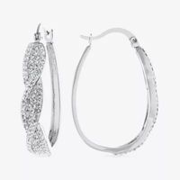 Sparkle Allure Crystal Pure Silver Over Brass Oval Hoop Earrings