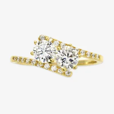 Sparkle Allure Cubic Zirconia 14K Gold Over Brass Bypass  Engagement Ring
