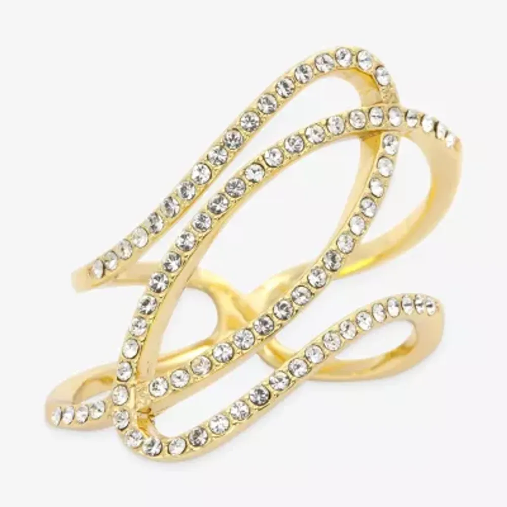 Sparkle Allure Crystal 14K Gold Over Brass Cocktail Ring