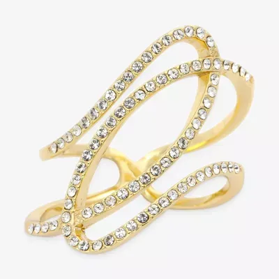 Sparkle Allure Crystal 14K Gold Over Brass Cocktail Ring