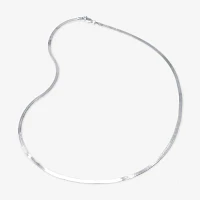 Silver Treasures Made Italy Sterling 16-30" Herringbone Chain Necklace