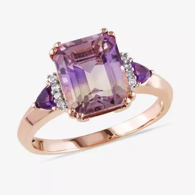 Genuine Ametrine Amethyst and Diamond-Accent Ring