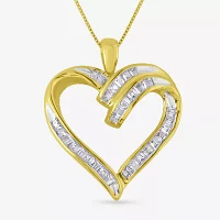 1/3 CT.T.W. Natural Diamond 10K Yellow Gold Heart Pendant Necklace