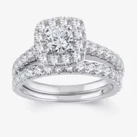 2 CT.T.W. Natural Diamond Cushion Halo Bridal Set 10K or 14K Gold