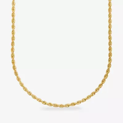 14K Yellow Gold 1.8mm Hollow Rope Chain Necklace