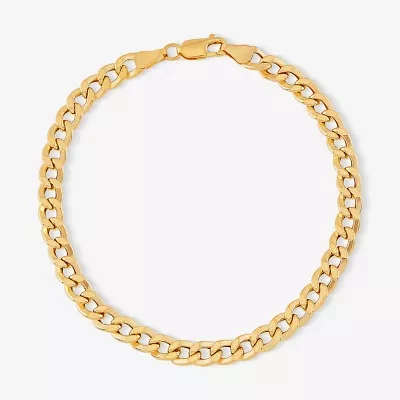 Mens 10K Gold 8.5 - 10 Inch 6mm Semi-Solid Curb Bracelet