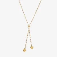 Lariat Style Womens 14K Gold Heart Y Necklace