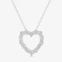 YES PLEASE! Lab Created White Sapphire Heart Pendant Necklace in Sterling Silver