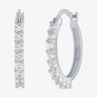 YES PLEASE! Lab Created White Sapphire 20mm Hoop Earrings in Sterling Silver