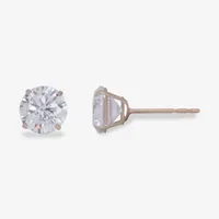 White Cubic Zirconia 10K Gold 6mm Stud Earrings