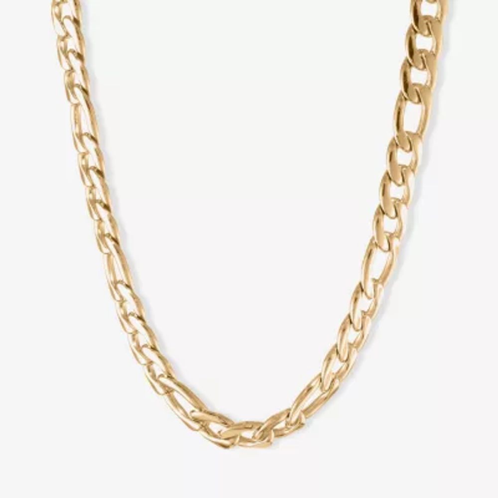 Mens Stainless Steel & Gold-Tone IP 22" 11mm Figaro Chain