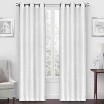 Regal Home Geo Cube Jacquard Light-Filtering Grommet Top Set of 2 Curtain Panel