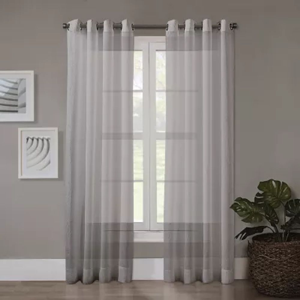 Regal Home Crushed Voile Solid Sheer Grommet Top Single Curtain Panel