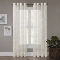 Regal Home Crushed Voile Leaves Print Sheer Grommet Top Single Curtain Panel