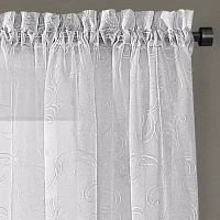 Regal Home Embroidered Voile Sheer Rod Pocket Single Curtain Panel