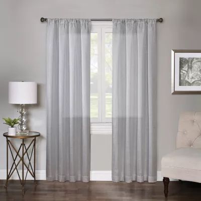 Regal Home Lombardi Solid Metallic Sheer Rod Pocket Curtain Panel