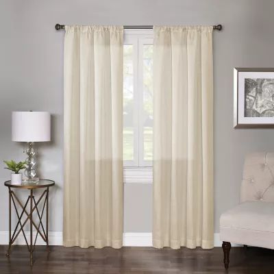 Regal Home Lombardi Solid Metallic Sheer Rod Pocket Single Curtain Panel