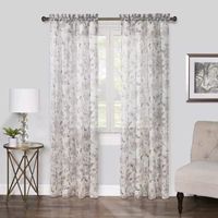 Regal Home Floral Printed Voile Sheer Rod Pocket Single Curtain Panel