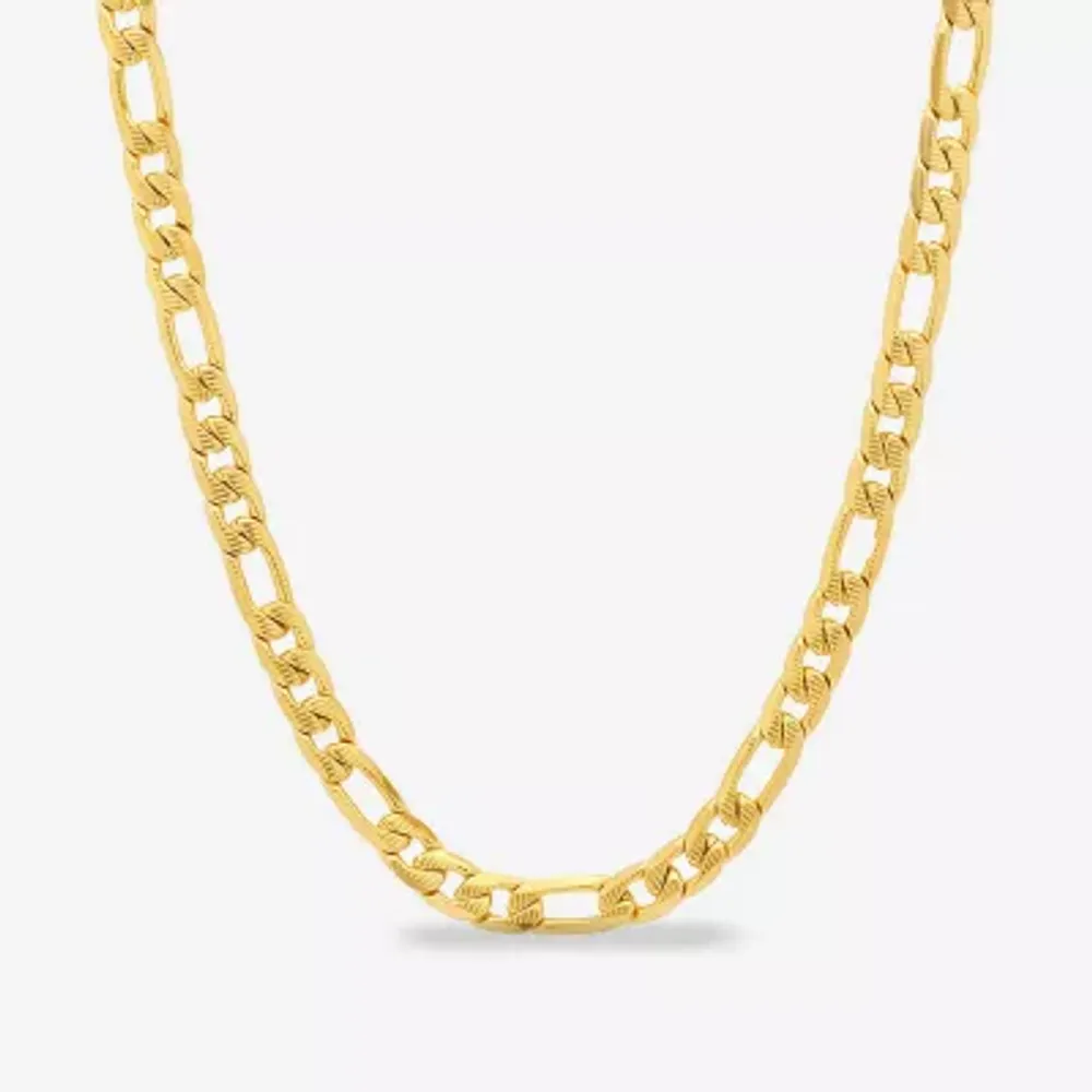 Steeltime 18K Gold Over Stainless Steel 24 Inch Figaro Chain Necklace