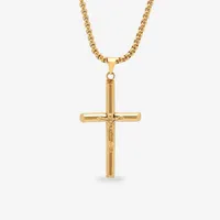 Steeltime Mens 18K Gold over Stainless Steel Cruifix Cross Pendant Necklace