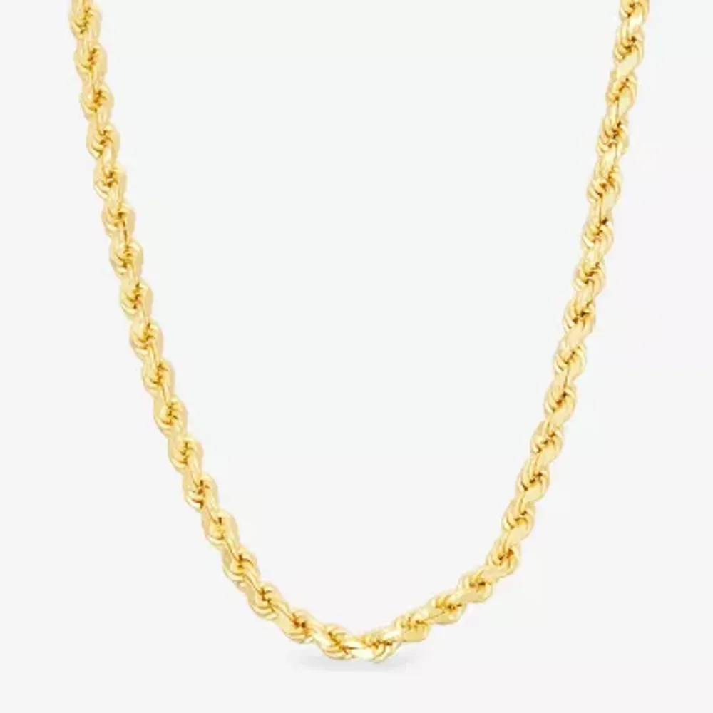 14K Gold over Silver Solid Rope 16-30 Inch Chain Necklace