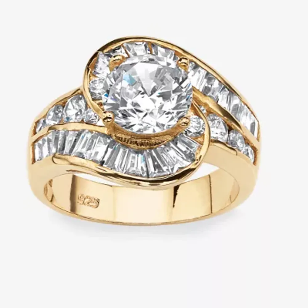 DiamonArt® Womens / CT. T.W. White Cubic Zirconia 14K Gold Over Silver Round Engagement Ring