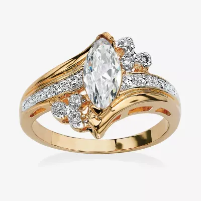 Womens 1 1/10 CT. T.W.  White Cubic Zirconia 14K Gold Over Brass Engagement Ring