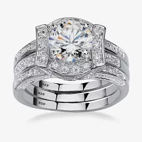 DiamonArt® Womens 2 1/3 CT. T.W. White Cubic Zirconia Platinum Over Silver Bridal Set