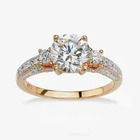 DiamonArt® Womens 2 1/3 CT. T.W. White Cubic Zirconia 14K Gold Over Silver Round Engagement Ring