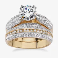 DiamonArt® Womens 2 1/2 CT. T.W. White Cubic Zirconia 18K Gold Over Silver Round Bridal Set