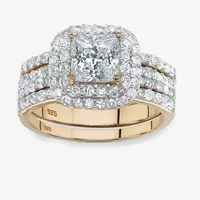 DiamonArt® Womens 2 1/3 CT. T.W. White Cubic Zirconia 14K Gold Over Silver Square Bridal Set