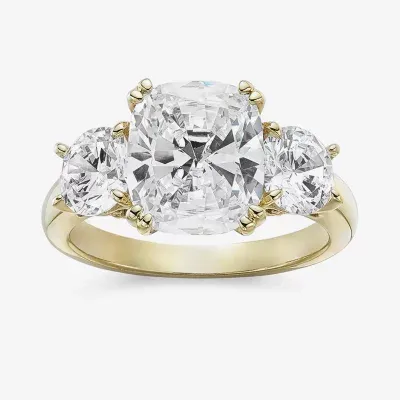 DiamonArt® Womens 5 3/4 CT. T.W. White Cubic Zirconia 14K Gold Over Silver 3-Stone Engagement Ring