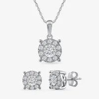 1 CT. T.W. Mined White Diamond Sterling Silver 2-pc. Jewelry Set