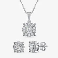 1 CT. T.W. Natural White Diamond Sterling Silver 2-pc. Jewelry Set