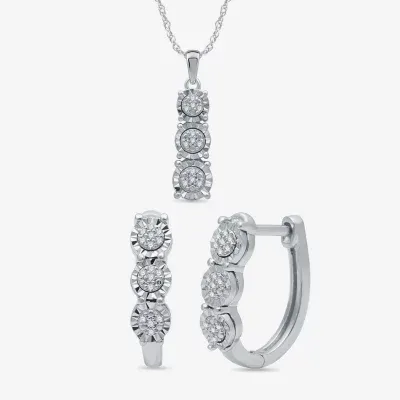 Womens 1 CT. T.W. Natural White Diamond Sterling Silver 2-pc. Jewelry Set