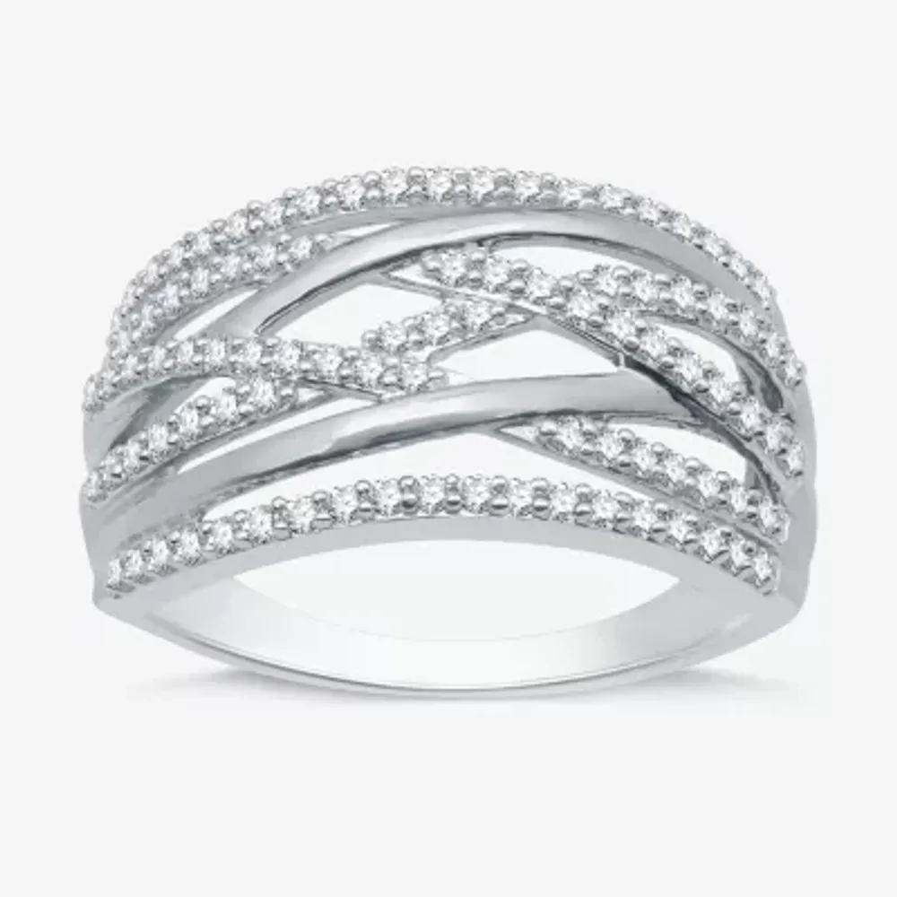 1/2 CT. T.W. Natural White Diamond Sterling Silver Band