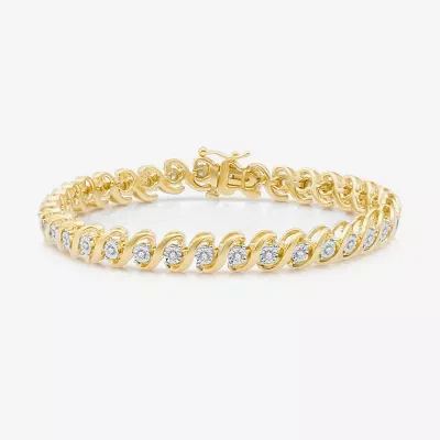Womens 1/2 CT.T.W. Natural Diamond 14k Gold Over SIlver Tennis Bracelet